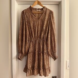 Vine & Love Long Sleeve Floral Dress - Brown